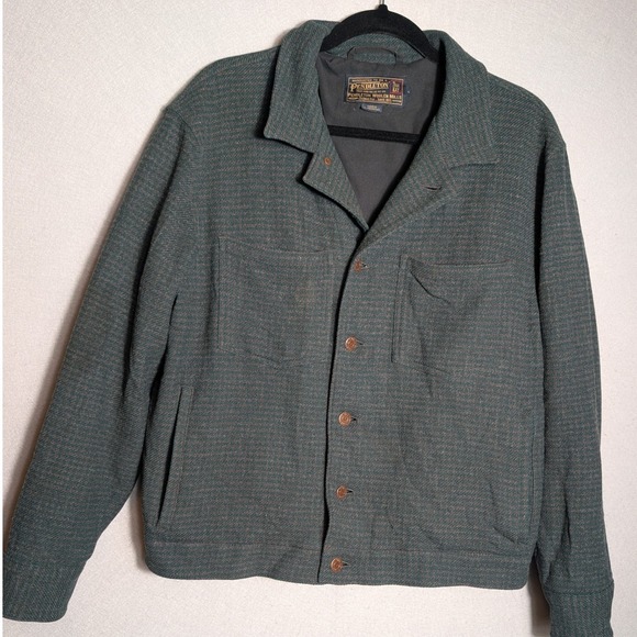 Pendleton Jackets & Blazers - Vtg Pendleton Wool Jacket Green Houndstooth Thomas Kay Ltd Ed 10/400 Women Lg